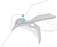 Illustration of the band with a highlighted peg fully inserted through a hold in the band